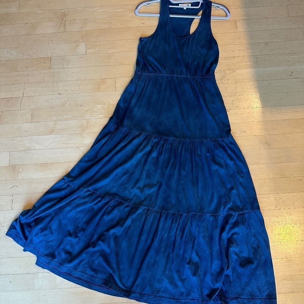 SUNDRY for Evereve Blue Tiered Racerback Long Maxi Dress 0(XS/S). CB2144 - Picture 3 of 6